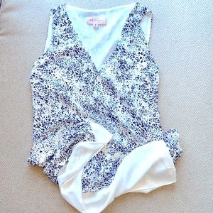 Philosophy white + black blouse. Size M, excellent cond.